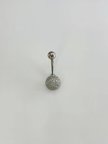 Rodyum Zirkon Taşlı Çelik Göbek Bar Uzunluğu : 13 Mm / Bar Kalınlığı 1.41 Mm /  - Pg0131