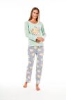 Estiva Patlı Yaka Desenli Uzun Kol Kadın Pijama Takım