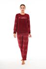 Estiva Desenli Günlük Peluş Polar Kadın Pijama Takım