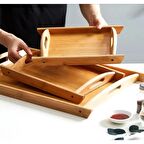 3'Lü Bambu Tepsi 28*32*37 Cm