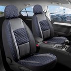 Skoda Yeti Deri Detaylı Oto Koltuk Kılıfı Ön Arka Set Alpine Siyah Mavi FSR