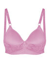Alışveriş Meydanı Kadın Pembe Dantelli Toparlayıcı Küçültücü Balensiz Boş Kap Sütyen