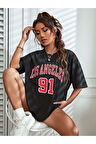 Unisex Los Angeles Baskılı Oversize T-shirt