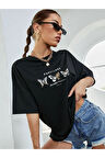 Unisex Kelebek Baskılı Oversize T-shirt