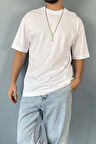 Oversize Fit %100 Pamuk Orta Kalın Dokulu Ekru T-Shirt