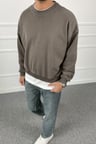 Boxy Fit Nakışlı Yıkamalı Yumuşak Dokulu Sweatshirt | STK2105-Sweatshirt