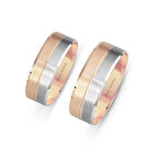 Rose Beyaz Altın Kanallı Çift Alyans