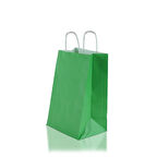 Çanta Beyaz Kraft 25x31x12 Cm Burgu Sap Yeşil 50 ADETLİ PAKET