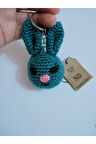 Amigurumi Tavşan Kulaklı Kozmik Mavi Anahtarlık Elyapımı Araba Süsü 7-8 cm