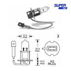 Super Light H3 Halojen Far Ampülü 12 Volt 60-55 Watt