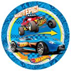 A- Hot Wheels Tabak 8'li, Hotwheels, Hot Wheels Doğum Günü Temalı Tabak 8 Kişilik