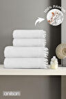 4'lü Beyaz Jelena Havlu Seti %100 Pamuk  - 2 Adet El Havlusu 50x90 ve 2 Adet Banyo Havlusu 70x140