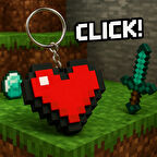 Minecraft Piksel Kalp Anahtarlık Çanta Süsü Charm – Mekanik Clicky Switch’li 3D Baskı Oyun Aksesuarı
