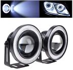 Üniversal Mercekli Angel Sis Farı Metal Su Geçirmez 76 mm Beyaz Halkalı Angel Eyes