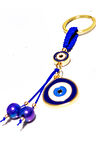 Koyu Mavi Nazar Boncuklu sarı Metal Anahtarlık