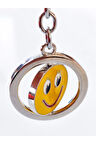 Sarı Gülen Surat Emojili Dönebilen Metal Anahtarlık