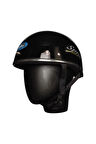 Motosiklet Kaskı Abs Materıal Yarım Chopper Model Kask Vespa Scooter Black