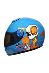 Motosiklet Çocuk Kaskı Full Face PP Metreal Skull Blue