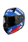 Motosiklet Çene Açılır Kask Güneş Vizörlü Ece 22.06 Sertifikalı Yeni Sezon Motor Kaskı V2 Blue