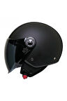 Motosiklet Yarım Deri Kask Siyah Vizör R22.06 Sertifika Fiber Material Black Leather Motor Kaskı