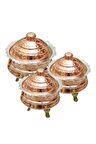 ANTEPSEPETİ BAKIR KAPAKLI 3'LÜ ŞEKERLİK SETİ