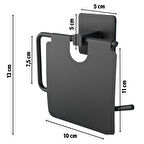  Kendiliğinden Yapışkanlı Siyah Paslanmaz Metal Kapaklı Tuvalet Kağıtlığı Aparatı