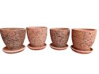 4 ADET ANTİK GÖRÜNÜMLÜ TOPRAK SAKSI 12*12 CM