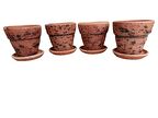 4 ADET ANTİK GÖRÜNÜMLÜ TOPRAK SAKSI 12*12 CM
