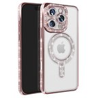Apple Uyumlu İphone 16 Pro Max Kılıf Joke Simli Magneticsafe Kılıf - Pembe