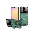 Samsung Uyumlu Galaxy S25 Edge Kılıf Joy Lens Standlı Kapak - Koyu Yeşil