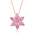 925 Ayar Gümüş Rose Pembe Lotus Çiçeği Kolye