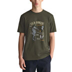 Tarrzz Sea Horse Anatomy  Tasarım Tişört Sanatsal Baskılı Tişört %100 Pamuklu Haki Yeşili Bisiklet Yaka Kısa Kollu Tasarım Tshirt