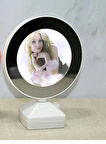 Yuvarlak Led Fotoğraf Çerçeve Ayna Işıklı Gece Lambası (19 cm x 14 cm)