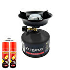 Argeus Stone Kamp Ocağı ve Çakmak Gazı Seti Siyah (203)