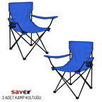 2 Adet Katlanır Kamp Sandalyesi - Piknik Plaj Sandalyesi - (DY.001) - Mavi - Taşıma Çantalı