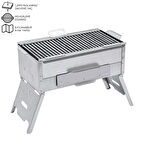 Katlanır Ayaklı Mangal - Argeus - Paslanmaz - Mühürleme Izgaralı - Kül Hazneli