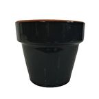 ANTRASİT RENK SIRLI EL YAPIMI KÜÇÜK BOY TOPRAK SAKSI (12*12 CM)