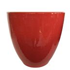 KIRMIZI RENK SIRLI , EL YAPIMI TOPRAK SAKSI 36*38 CM)