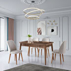 ARMİN MASA + MERİDA SANDALYE TAKIMI, HALİÇ CEVİZ, 130x80