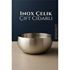 Çift Cidarlı Kase - Inox Çelik Kase  18 cm