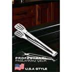 Amerikan Tip Mutfak Maşası 304 Paslanmaz Çelik Makarna Pasta Salata Çok Amaçlı Maşa