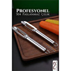 Soyacak Seti - Sebze Soyacağı Kabak Oayacağı Profesyonel Paslanmaz Çelik 2 li SET