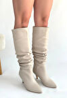 Zelya Bej Cilt Topuklu Çizme