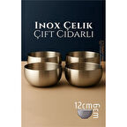 Modacar Çift Cidarlı Kase - Inox Çelik Kase 12 cm  4 LÜ SET