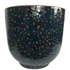 ÖZEL YAPIM LACİVERT RENK SIRLI TOMBUL TOPRAK SAKSI (33*38 CM)