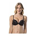 Kadın Siyah 2 Beden Büyük Gösteren Çift Destekli Mikro Kaplı Sihirli Taş Detay Südyen