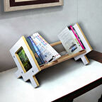 Masaüstü Kitaplık Ahşap Kitap Rafı Banyo Havlu Organizer Düzenleyici Kitaplık 50cm