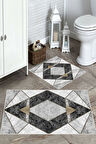 Siyah-Gri  Kaymaz Taban Üçgen Banyo Paspas  A-104