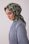 Geometrik Desen %100 Twill İpek Eşarp BE02