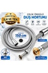 Çelik Flex Sargılı Duş Hortumu 150 cm Paslanmaz Çelik Örgülü 360° Döner Sistem ½"